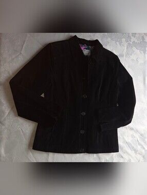 Guillaume Suede Leather Jacket Black with Watercolor Lining
